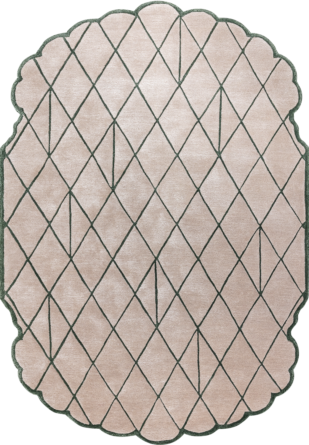 Индийский ковёр из арт-шёлка и шерсти «IRREGULAR» TOP-9054-BGE-D.GRN 168 x 244 см