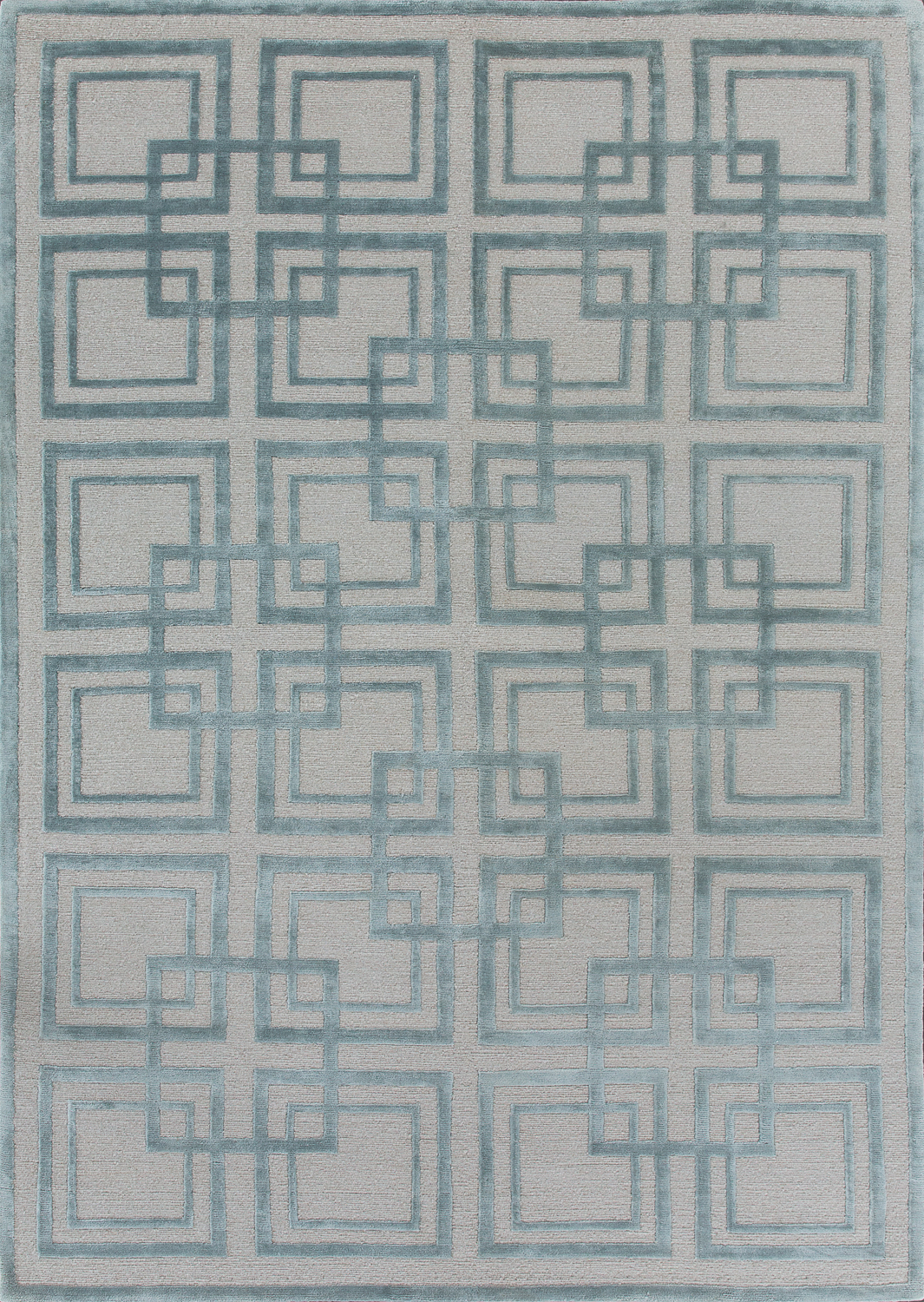 Непальский ковёр из шерсти и эвкалиптового шёлка «ART DECO RUGS» SQUARE BORDER-SILVER 170 x 240 см