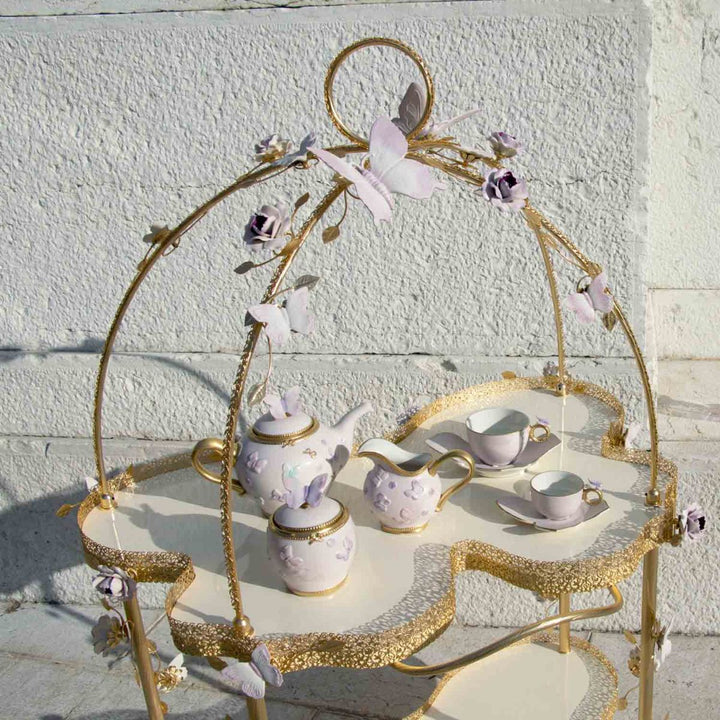 Тележка Butterfly Pink & Gold Tea Trolley