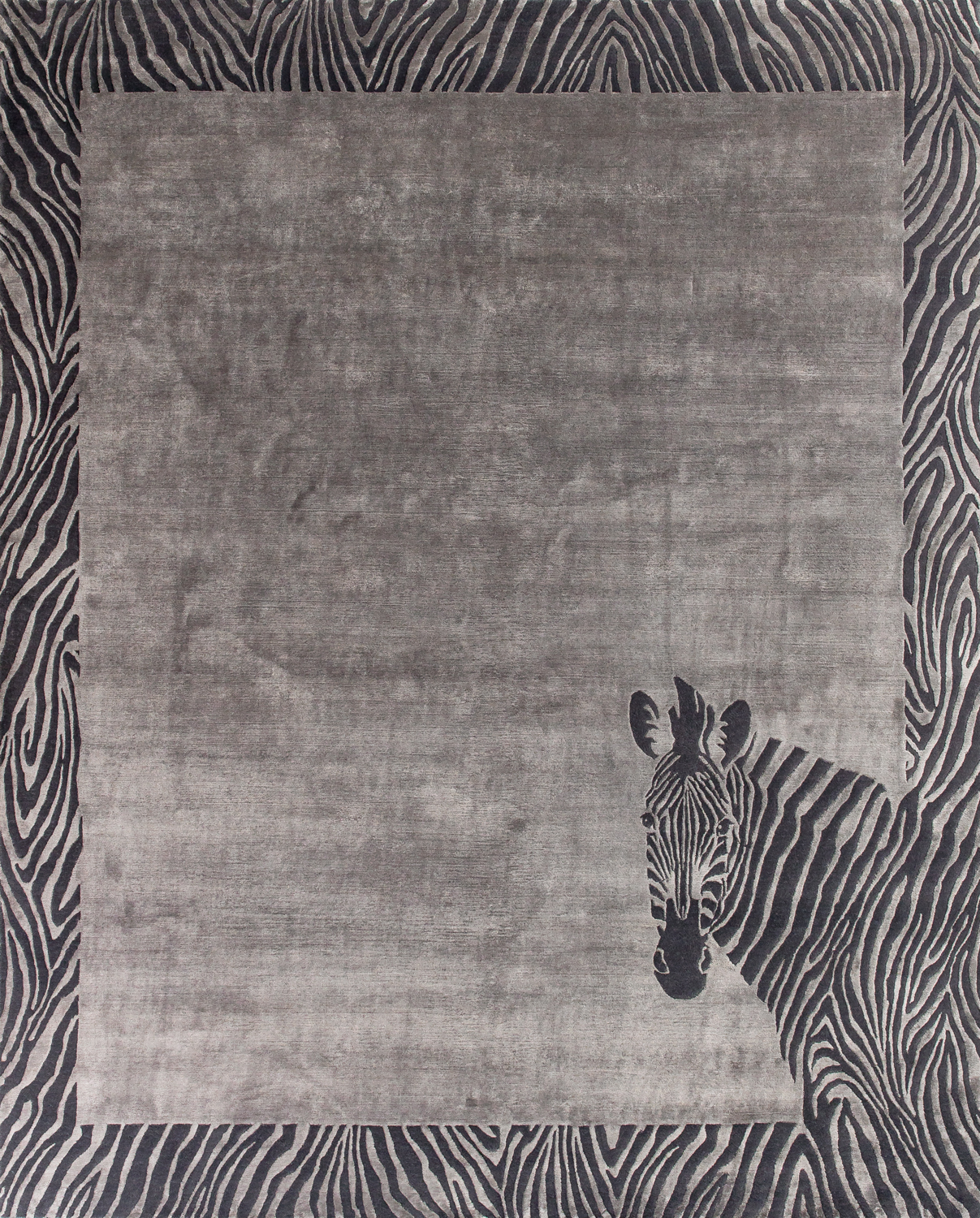 Индийский ковёр из шерсти и арт-шёлка «CARTIE COLLECTION» ZEBRA-02-SILVER