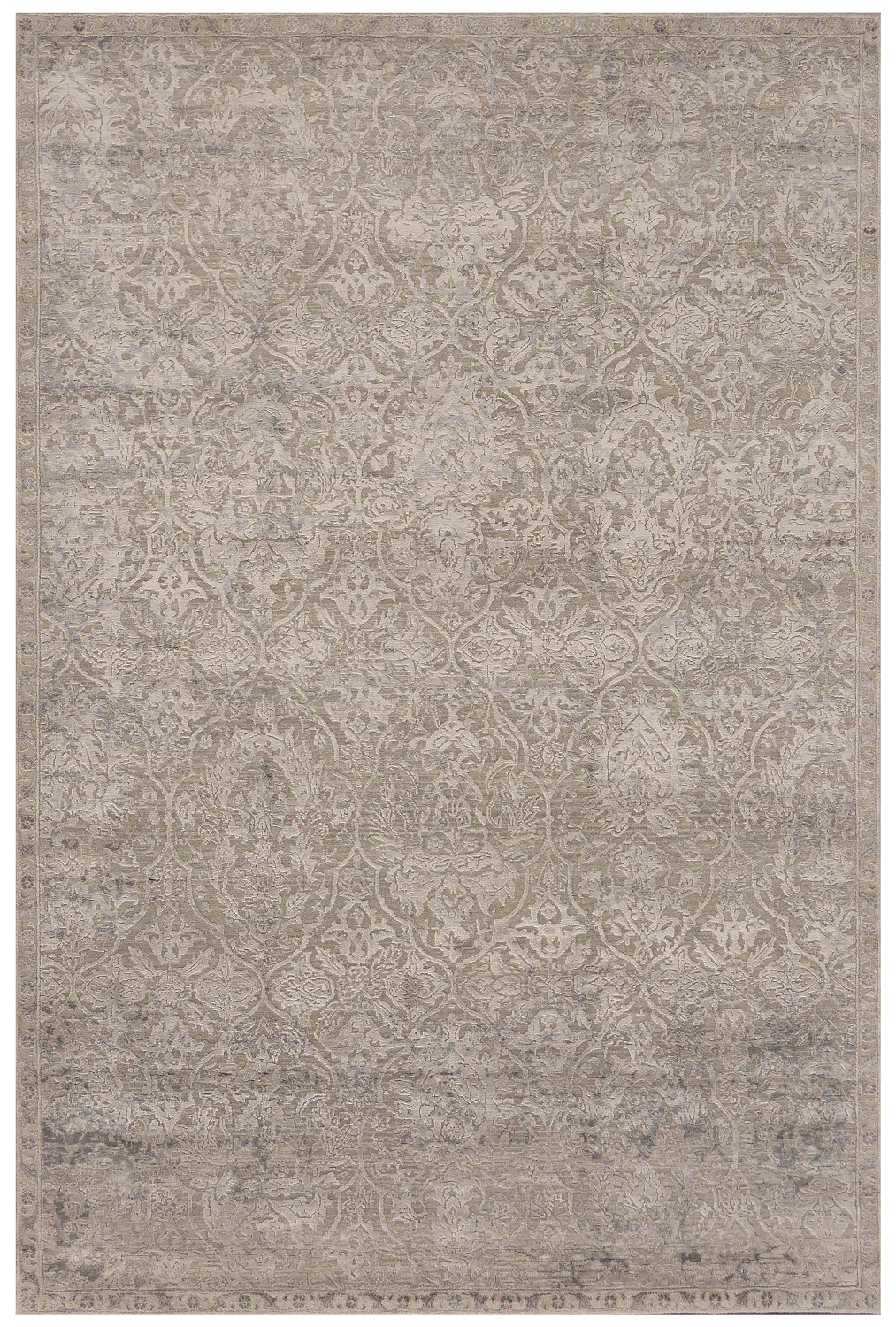 Индийский ковёр из шерсти, арт-шёлка и бамбукового шёлка «CHAOS THEORY» ESK634-CGRY-ASH 198 x 300 см