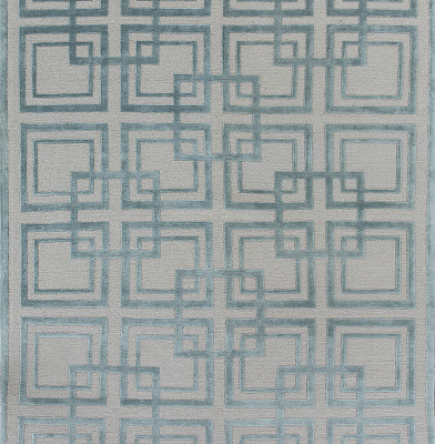 Непальский ковёр из шерсти и эвкалиптового шёлка «ART DECO RUGS» SQUARE BORDER-SILVER 170 x 240 см