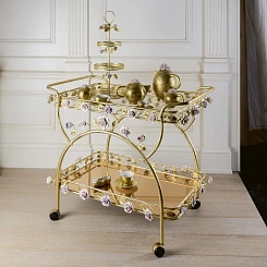 Marie-Antoinette Pink & Gold Roses Tea Trolley