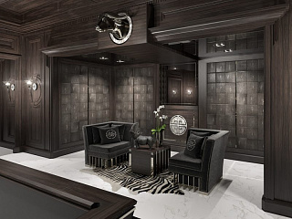 Бильярдная из черного дерева